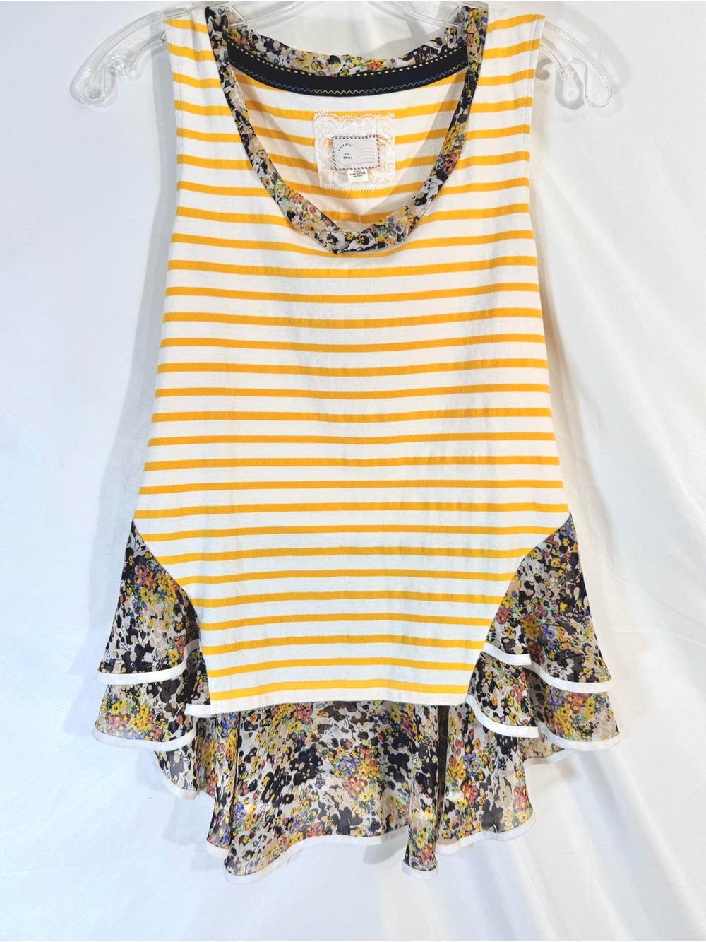 NWT Anthropologie’s Postmark Striped Asymmetrical Tank Top With Ruffle Hems